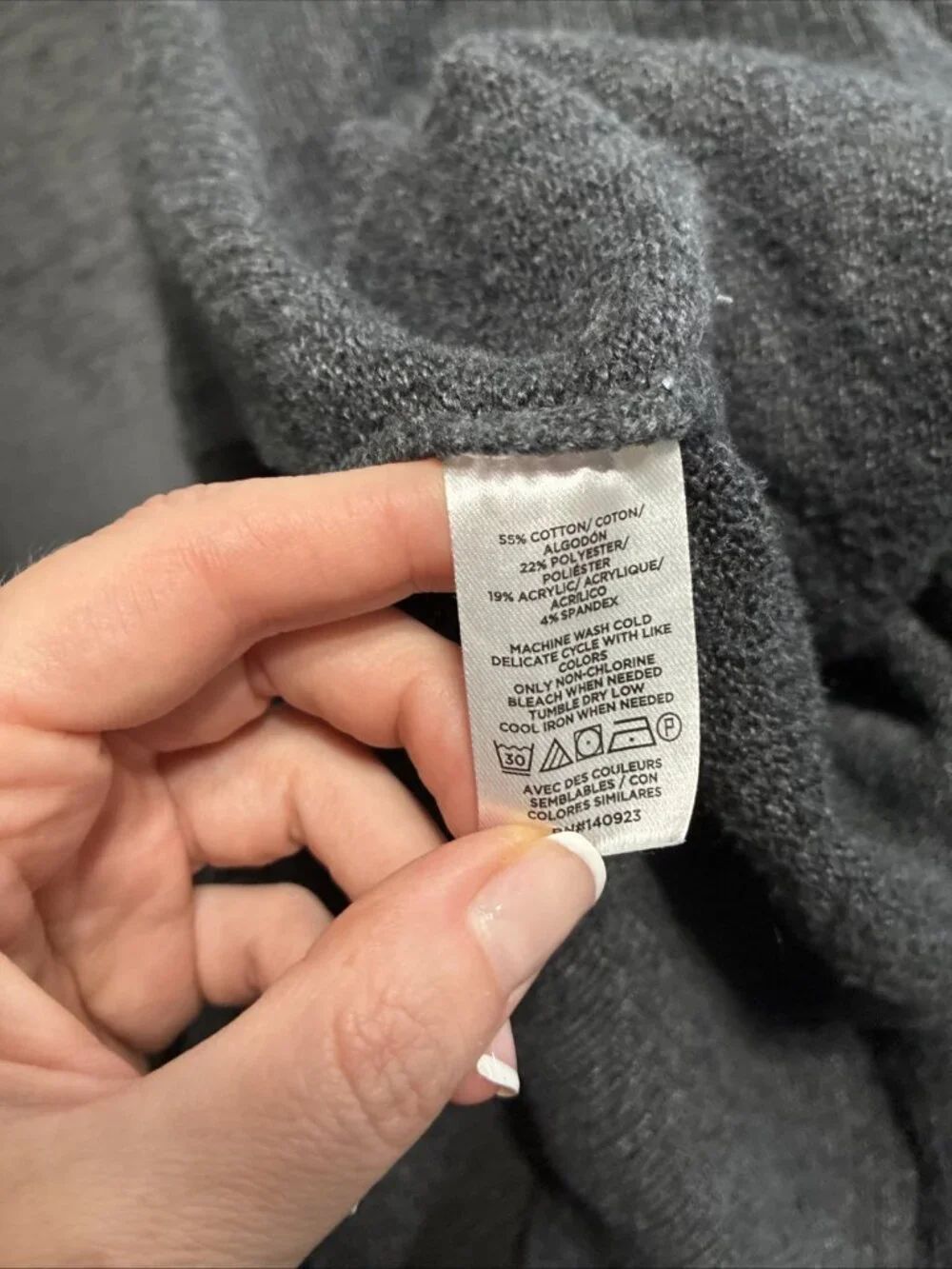 Ann Taylor LOFT Charcoal Gray Cowl Neck Drawstring Oversized Sweater Large - Picture 4 of 4